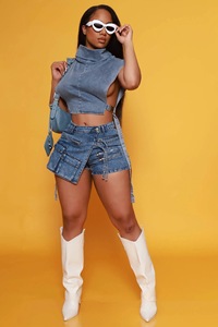 Y2K Summer Streetwear Skinny <strong>Stretchy</strong> <strong>Jeans</strong> Ladies Denim Shorts for <strong>Women</strong> - Product Image 5