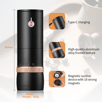 Moulin à café électrique automatique portable, mini, rechargeable, sans fil, avec 10 niveaux de réglage