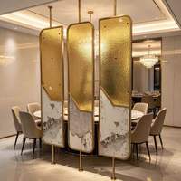 Paravent de luxe moderne doré, écran de séparation décoratif à motif marbré pour la maison, le bureau, l'hôtel, l'entrée