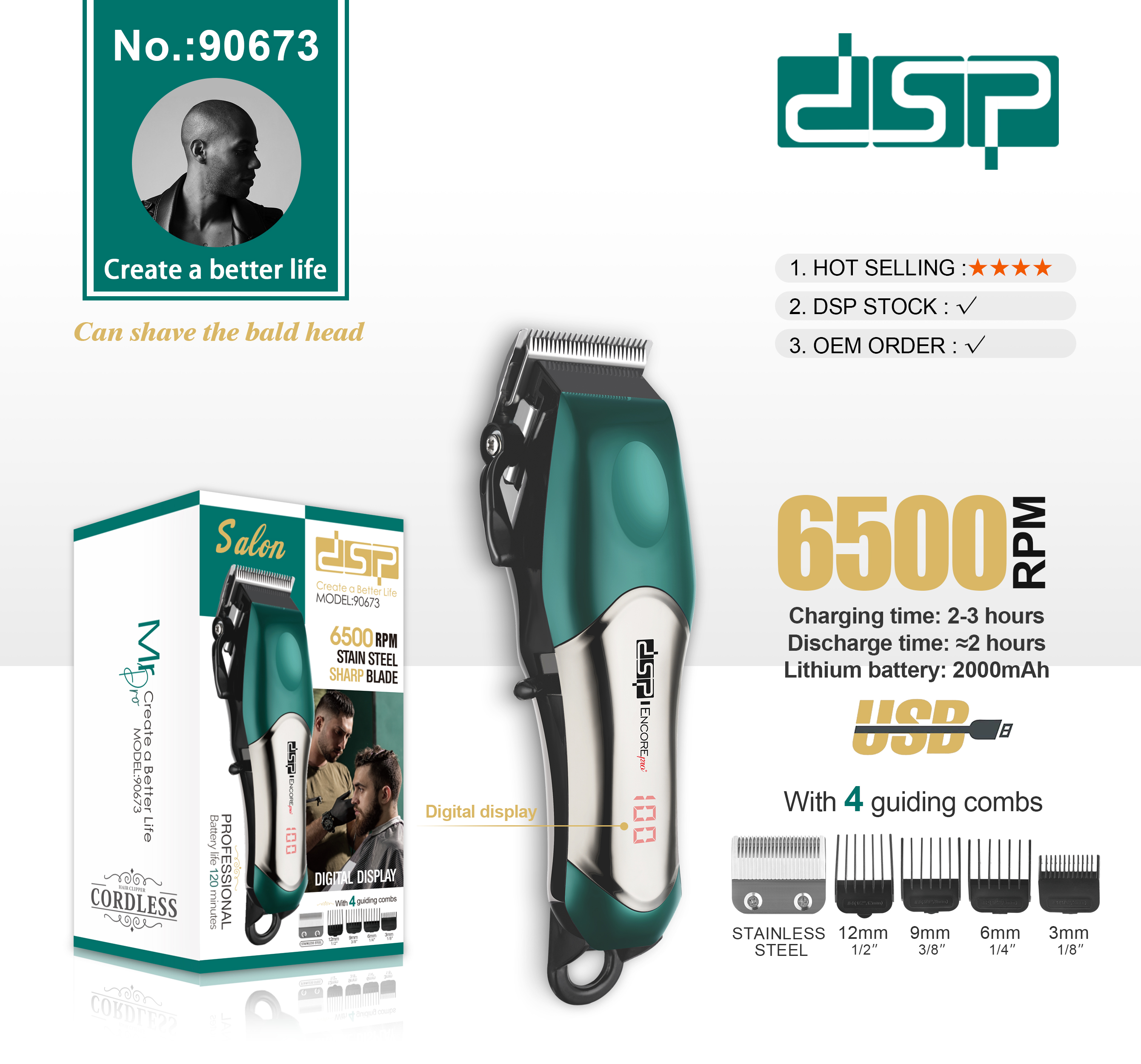 DSP Professional Salon Hair Clipper (Model 90673)