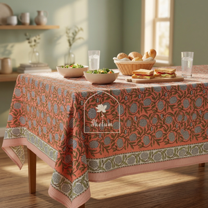 Nappe rectangulaire en coton et lin imprimée à la main, motif floral, haute qualité, lavable, décoration intérieure, prix de gros - Product Image 2