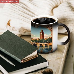 Taza Mágica de Cerámica Negra Esmerilada de 11 oz que Cambia de Color con Diseño Artístico de Sevilla - Product Image 3