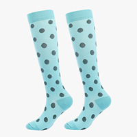 Kaus Kaki Kompresi Setinggi Lutut Motif Polkadot untuk Perawat, Dukungan Kuat, Performa Tinggi, Berbahan Ribbing, untuk Olahraga Lari, Atletik, Bersepeda, dan Kebugaran