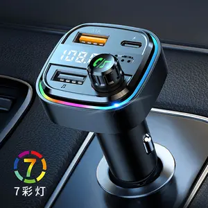 Adjustable Playback Wireless Connection Car Mp3 Player Charger 2 USB Ports 4 In 1 Car Charger Adapter With Cigarette Lighter