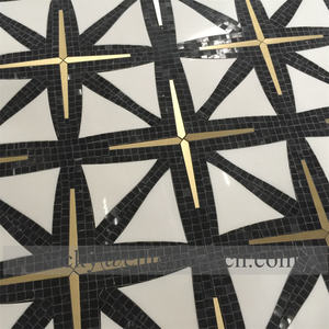 Piastrelle per <span class=keywords><strong>Pavimento</strong></span> in Mosaico di Marmo <span class=keywords><strong>Nero</strong></span> <span class=keywords><strong>e</strong></span> <span class=keywords><strong>Bianco</strong></span>, Superficie Lucida, Taglio <span class=keywords><strong>a</strong></span> Getto d'Acqua, Medaglione in Marmo - Product Image 5