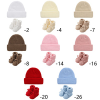 Ensemble bonnet et chaussons tricotés super doux et épais pour bébé, respirant, couleur bonbon, style turban, chapeaux décontractés pour enfants