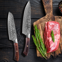 Pisau Chef Profesional Pisau Cleaver Jepang Gagang Kayu Pisau Dapur Damascus Buatan Tangan untuk Rumah dan Dapur