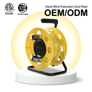 Carrete de <span class=keywords><strong>Cable</strong></span> Extensible Retráctil Manual para Exteriores Linsheng de Fábrica, con Certificación ETL, SJTW 16/3, 40 Pies, con 4 Tomas de Tierra - Product Image 1