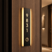 Letrero de Número de Habitación Moderno con Retroiluminación LED EZD, con Botón de Timbre, Placa de Puerta de Hotel de Lujo con Vista Lateral para Habitaciones de Hotel y Apartamentos