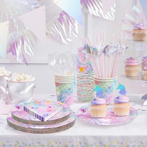 Ensemble de vaisselle jetable sur le thème de la sirène DAMAI, vaisselle de fête d'anniversaire pour filles, décorations de table - Product Image 1
