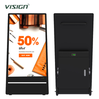 Layar Digital Portabel VISIGN 43 Inci Lipat, Bertenaga Baterai, untuk Acara Luar Ruangan, Pemutar Iklan Nirkabel