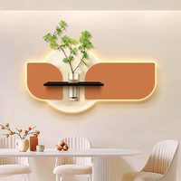 Décoration murale moderne en LED 3D gravée au laser, design bouteille, plante verte artificielle, fleur, peinture aquarelle en grès