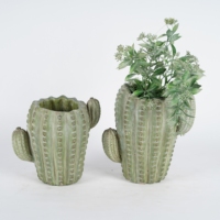 Série Creative Cactus - Pot de fleurs en ciment écologique avec finition émaillée - Design minimaliste pour utilisation en extérieur dans le jardin - Emballé en carton