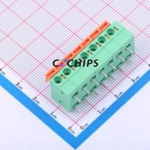 DB142R-5.08-7P-GN Spring Terminal Block Bent Lead Through Hole,P=5.08mm Connector 1x7P 5.08mm Green 7P - Product Image 1