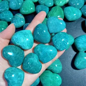 Đá Quý Khắc Tinh Thể Dễ Thương Chữa Bệnh Thủ Công Mỹ Nghệ Natur Màu Xanh Lá Cây Màu Xanh Amazonite Hình Trái Tim Đá Cho Món Quà Cưới