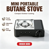 Réchaud à cassette portable ultra-fin à gaz avec valve magnétique pour une chaleur uniforme pour les bouillies et les soupes - Utilisation en camping-car/extérieur