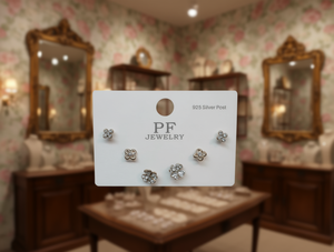 Pf Jewelry <b>Silver</b> Flower <b>Stud</b> <b>Earrings</b> 925 <b>Sterling</b> <b>Silver</b> Crystal Rhinestone Everyday Wear Women's Fine Jewelry - Product Image 2