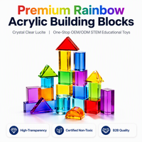 Ensemble de blocs de construction en acrylique/nylon transparent arc-en-ciel personnalisés OEM, jouet d'empilage en lucite cristalline, jeu éducatif sensoriel STEM