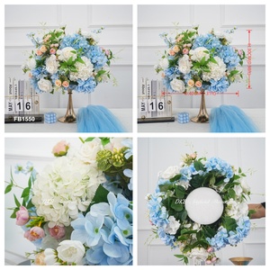 Factory-customized High Quality Wholesale Wedding Decoration <b>Artificial</b> Silk White blue <b>Flower</b> Ball Centerpieces - Product Image 3