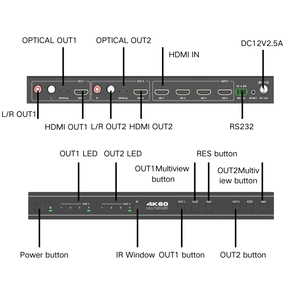 Pinwei ตัวสลับสัญญาณ <span class=keywords><strong>HDMI</strong></span> ไร้รอยต่อสำหรับ4K60Hz <span class=keywords><strong>4X2</strong></span>พร้อมตัวแยกสัญญาณเสียงและช่องออปติคอล - Product Image 3
