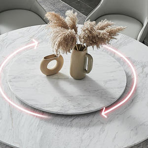 Juego de Mesa de Comedor de Mármol con 6 Sillas, Patas de Mesa de Madera Maciza Modernas, Juego de Mesa de Comedor Redonda de Mármol de Lujo - Product Image 5