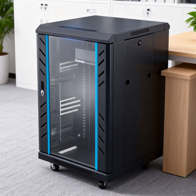 18U Customizable OEM Network Server Rack Cabinet 19 Inch SPCC Cold Rolled Steel with Glass Door for Data Center Use in Stock