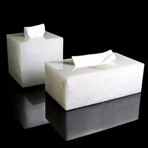 Hotel Villa Decorative Supplies Natural Stone Wholesaler Price Marble Tissue Box Holder for Living Room Table Top Accessories