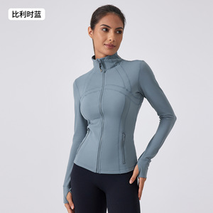 Nouveaux vêtements de sport de course personnalisés respirants à manches longues trou pour le pouce hauts de sport de gymnastique veste de yoga à fermeture éclair pour femmes - Product Image 5