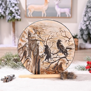 Décoration murale tambour rond avec baguettes - Ornement d'instrument de percussion chinois pour une ambiance festive à la maison et sur scène - Product Image 1