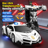 Voiture RC transformable à une touche personnalisée, rechargeable, télécommande 2.4G, véhicule de course avec lumières LED pour enfants et garçons, utilisation intérieure-extérieure