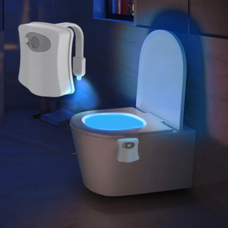 พลาสติกเปลี่ยนสีอัตโนมัติ Led Motion Sensor เปิดใช้งานไฟกลางคืนสำหรับห้องน้ำ