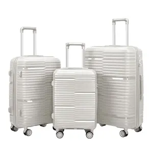 PP bagaj setleri sert kabuk 3 adet 20 24 28 inç açık seyahat büyük kapasiteli su geçirmez PP arabası bavul Koffer setleri