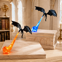 Sculpture LED Dragon Fantastique avec Effet de Flamme Mobile, Décoration de Bureau et d'Étagère, Cadeau Artisanal Créatif pour les Amateurs de Dragons