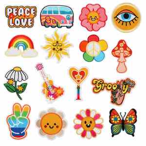 New Iron on Embroidered Artist Style Sun Flower Bus Peace love Patches for Clothes Bag Decoration - Product Image 1