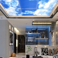 Panneau LED 600x600 36W 24V, lumière plate artistique peinte, ciel bleu nuages blancs, peut être encastré, monté en surface, intégré au plafond