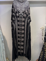 Robe de soirée de luxe en broderie 3D en vrac avec perles, robe longue en mousseline de soie à manches chauve-souris, faite à la main, pour femme musulmane