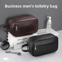Tas Kosmetik Kulit PU Portabel Murah Grosir, Tahan Lama, Modis untuk Pria dan Wanita, Tas Perlengkapan Mandi untuk Perjalanan, Logo Dapat Disesuaikan