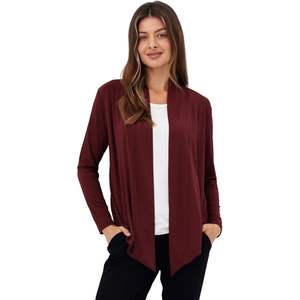 Cardigan personnalisé pour femme à manches longues, ouvert sur le devant, coupe ample, doux et fluide, polyvalent, hauts de détente en bambou pour femme - Product Image 1