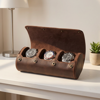 Eonluxe Coffret de Rangement pour Montres Mécaniques en Cuir Crazy Horse Vintage, Trois Boîtes à Montres Portables, Résistantes aux Chutes, Idéales pour les Voyages