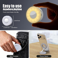 Mini anneau lumineux magnétique CF pour selfie, 400 mAh, 3 modes d'éclairage réglables, lumière d'appoint inclinable à 180° pour vidéoconférence, miroir de maquillage intégré
