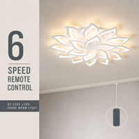 Lampu Cerdas Modern untuk Interior, Lampu Bunga Tempel Plafon, Lampu LED Kipas Plafon untuk Dapur, Kamar Tidur, Ruang Tamu, dengan Remote Control
