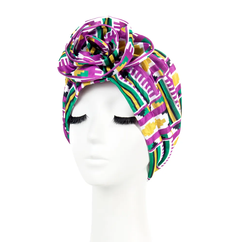 Hete Verkoop Grote Bloem Zacht Katoen Afrikaanse Print Tulband Womens Tulbanden Motorkap Hijab