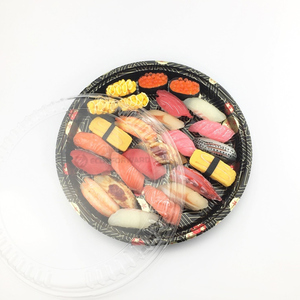 Hot selling party tray plastic sushi box round sushi container disposable to go trays