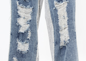Streetwear Patchwork Ripped Jean <strong>Denim</strong> Sports Pants <strong>Jogger</strong> <strong>Women's</strong> Cotton Trousers Harem Casual Pants Sweat Pants - Product Image 4