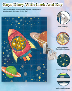 Bán buôn 160 trang trẻ em Tạp Chí bí mật Dễ thương Máy tính xách tay bé trai nhật ký với khóa cho trẻ em - Product Image 4