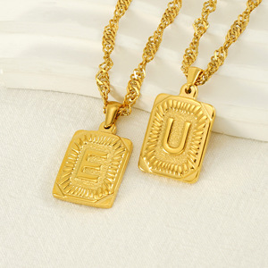 Zogxin Stainless Steel Letter Necklace 18K Gold Plated Square Pendant Fashion Jewelry For Women Gift Business Occasion - Product Image 2