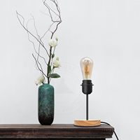 Base de lampe de table en fer forgé de style européen, style bois, design unique et créatif, douille à vis E27, cordon d'alimentation 110-265V, prise de lampe