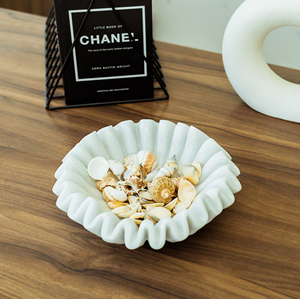 Clássico branco pedra natural mármore flor tigela decorativa casa fruta jóias mármore ônix travertino contemporâneo tigelas - Product Image 6