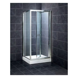Mampara de Ducha Moderna de Aluminio con Puertas Plegables EN14428, Vidrio Templado de 6 mm, Plato Rectangular Pulido, Bisagras Deslizantes, para Baños de Apartamentos - Product Image 1