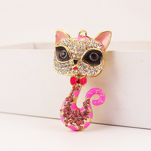 Moda nueva pareja llavero accesorios Animal zorro llavero civeta <span class=keywords><strong>gato</strong></span> llavero con diamantes de imitación cristal llavero baratija - Product Image 5